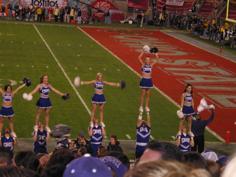 cheerleaders in front of us